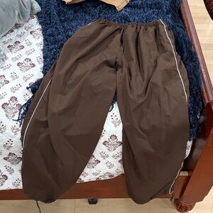 Amazon Brown Track Pants with White Trim